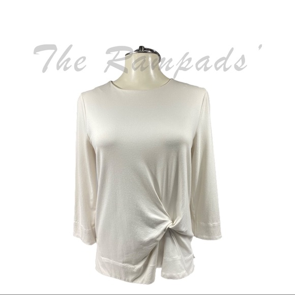 White Ann Taylor Twist-Front Top Size Small - Picture 1 of 8